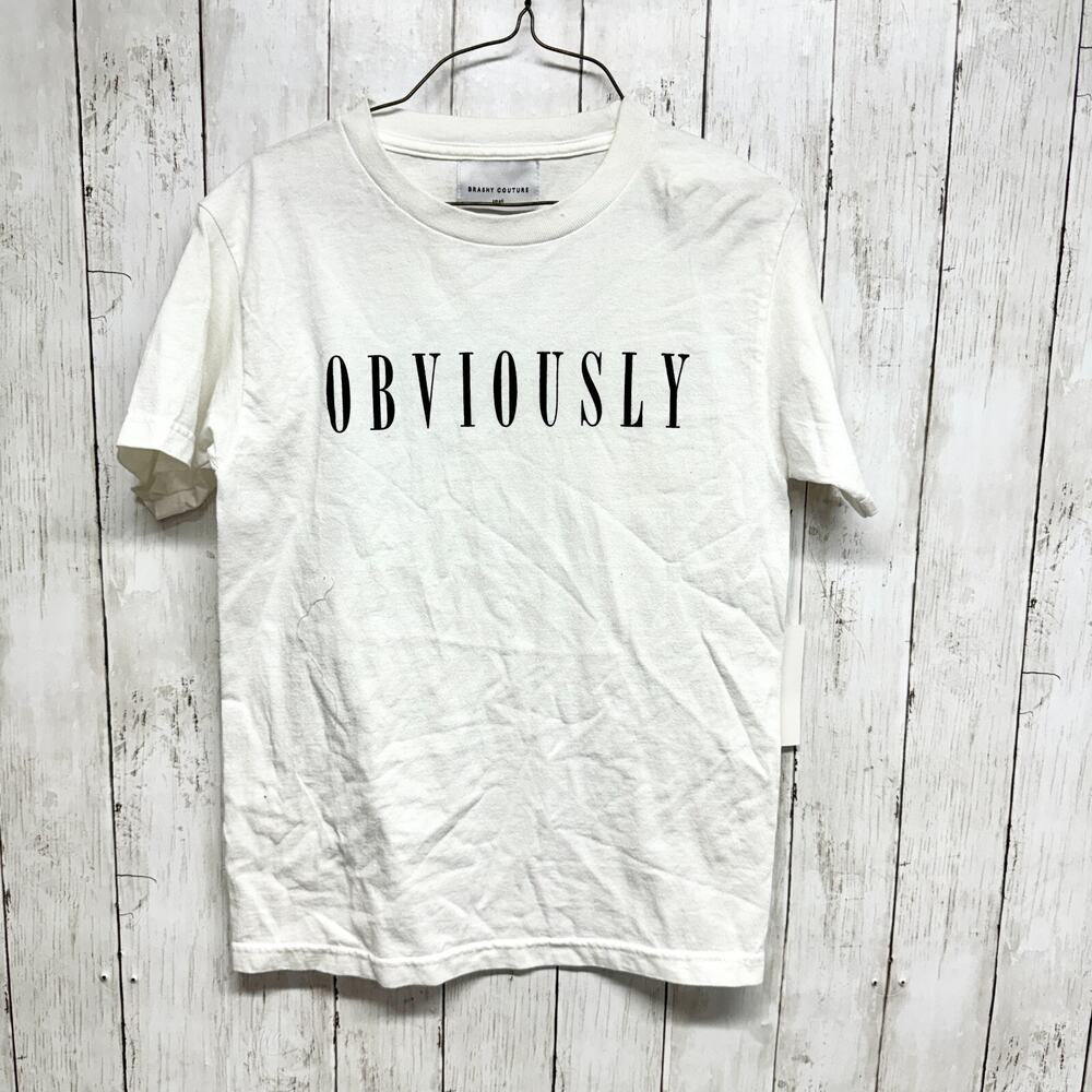 "Obviously"‎ Brashy Counture Women Sz Small White Funny Meme Saying Shirt Cotton